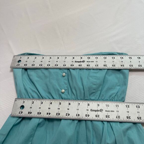 Judith March Aqua Blue Strapless Mini Dress Bird Embroidered Tunic Top Womens OS - Picture 3 of 9